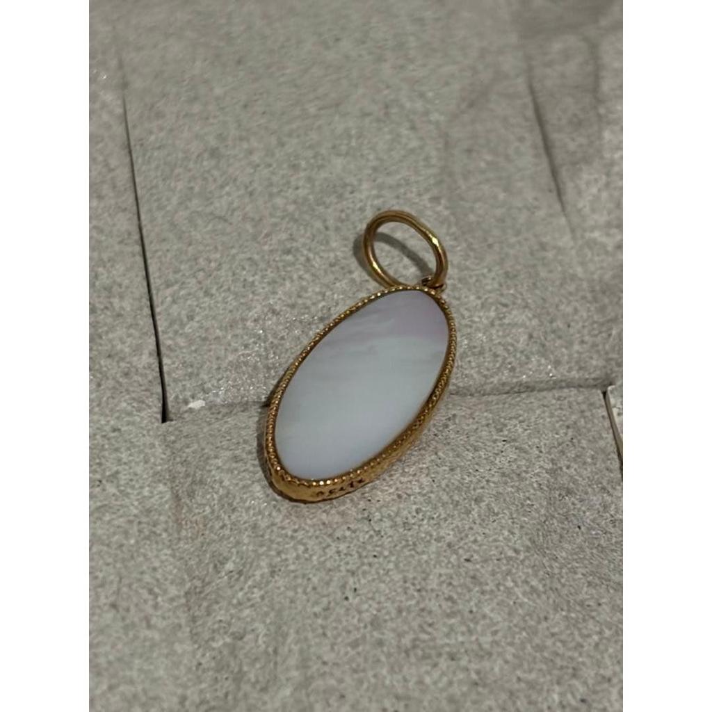 Used Agate Necklace Charm, K10, Opal, Mother-of-pearl, Reversible