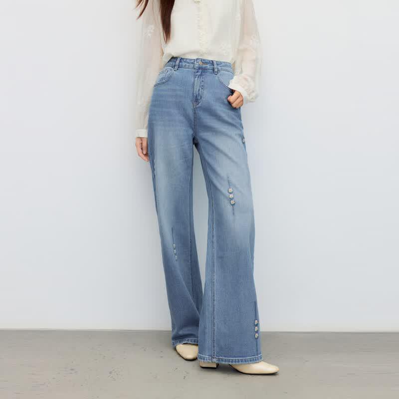 Women s High-Waisted Wide-Leg Jeans L