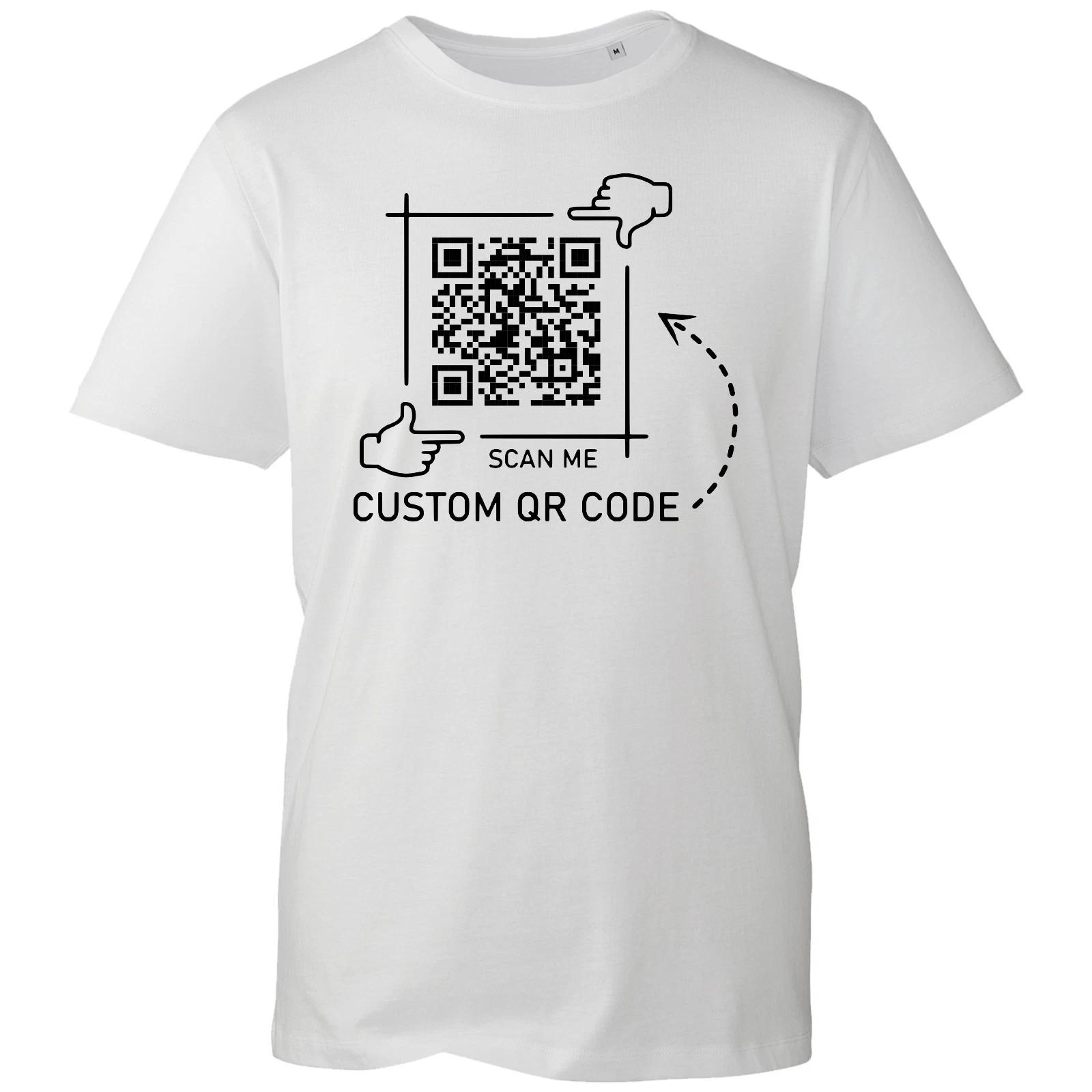 Персонализированная футболка QR-код Индивидуальная печать на футболке Сканируй QR-код Повседневная футболка S