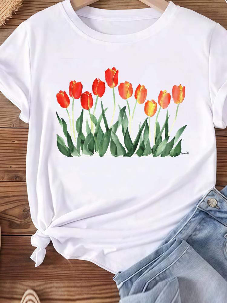 (Asian Size) beach trend 90s Women Tee Top Clothing Casual T Shirt Fashion Printed Lady Female Graphic  Short Sleeve T-shirts