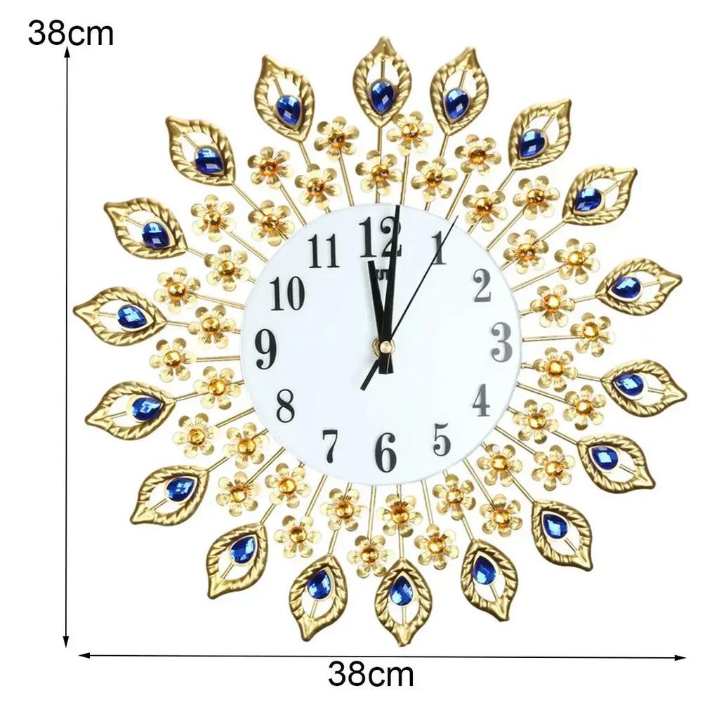 Rotundity Metal Wall Clock Home Living Room Dining Room Wall Mounted Decorate Golden Mute European Retro Style Wall Clock