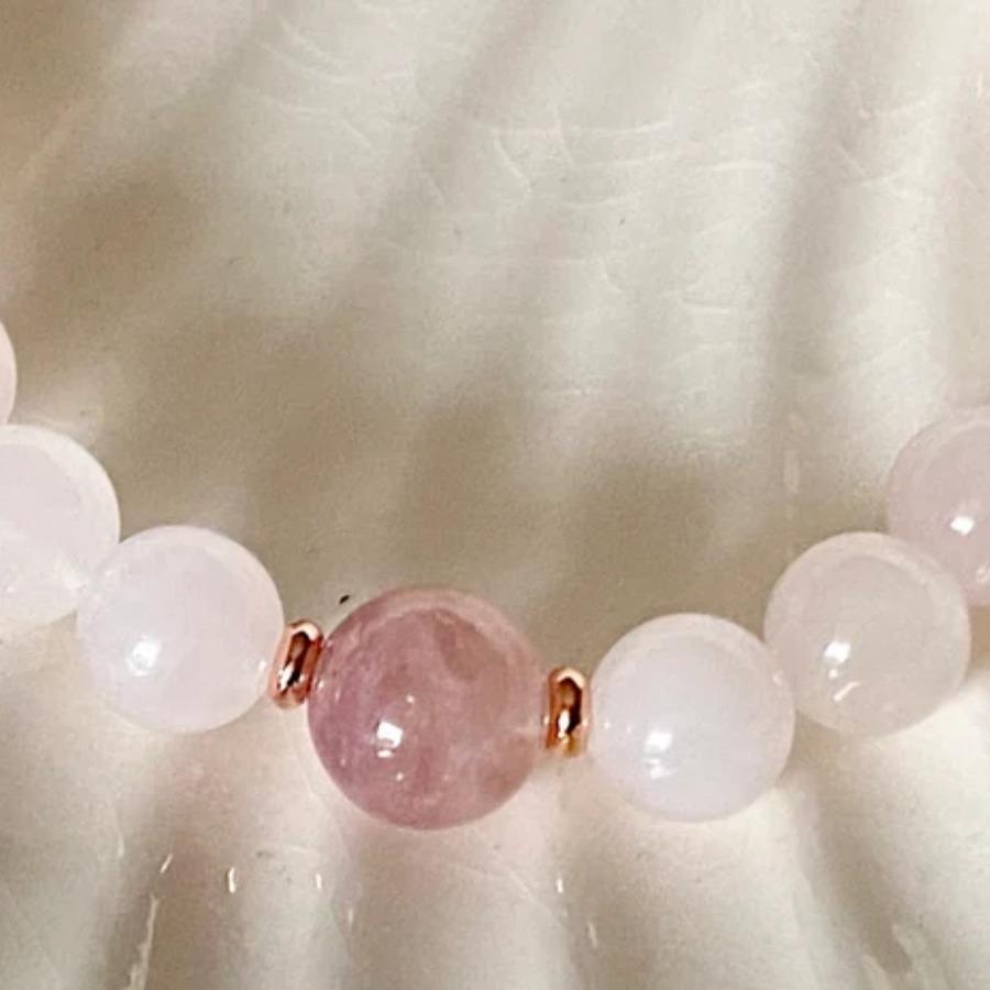 Natural Rose & Strawberry Quartz Pink Fashion Bracelet