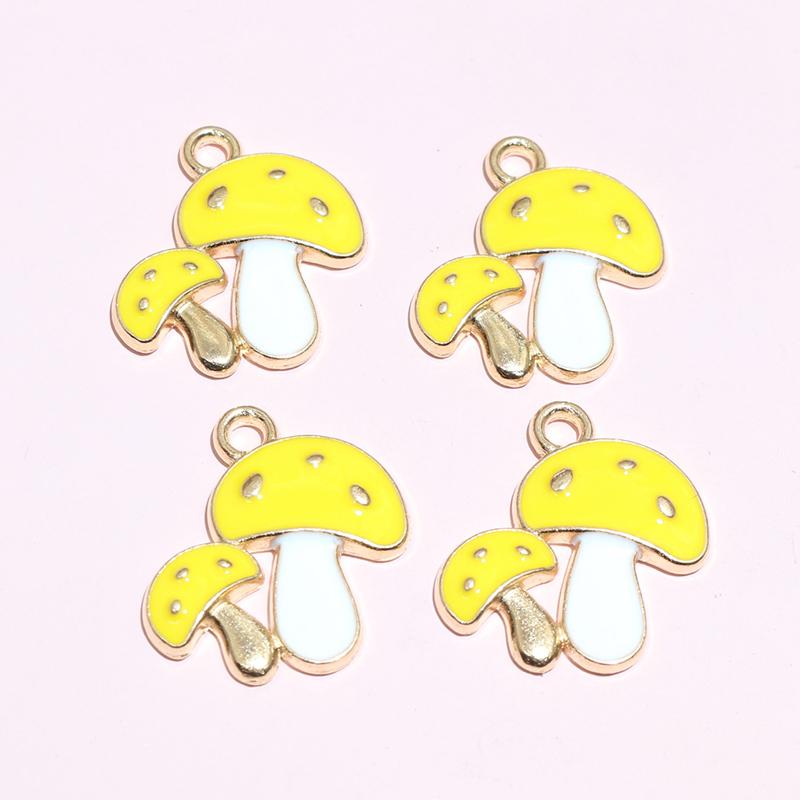 20pcs Enamel Mushroom Charms Pendant 19x19mm Alloy Metal DIY Jewelry Making Accessories for Earring Bracelet Necklace Finding