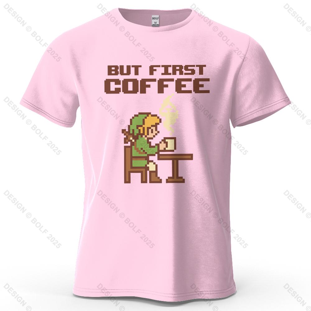 BUT FIRST COFFEE Cozy Printed Men's T-Shirt Oversized Playful Graphic Tees for Women Tops Tees Casual Streetwear