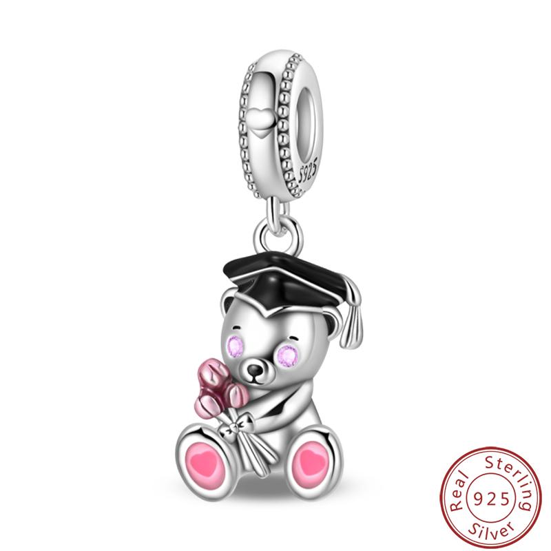 Süßes Kupfer Zirkuskleid Blumen Plüsch Junggesellenhut Bärenanhänger Perlen 3mm DIY Schmuck