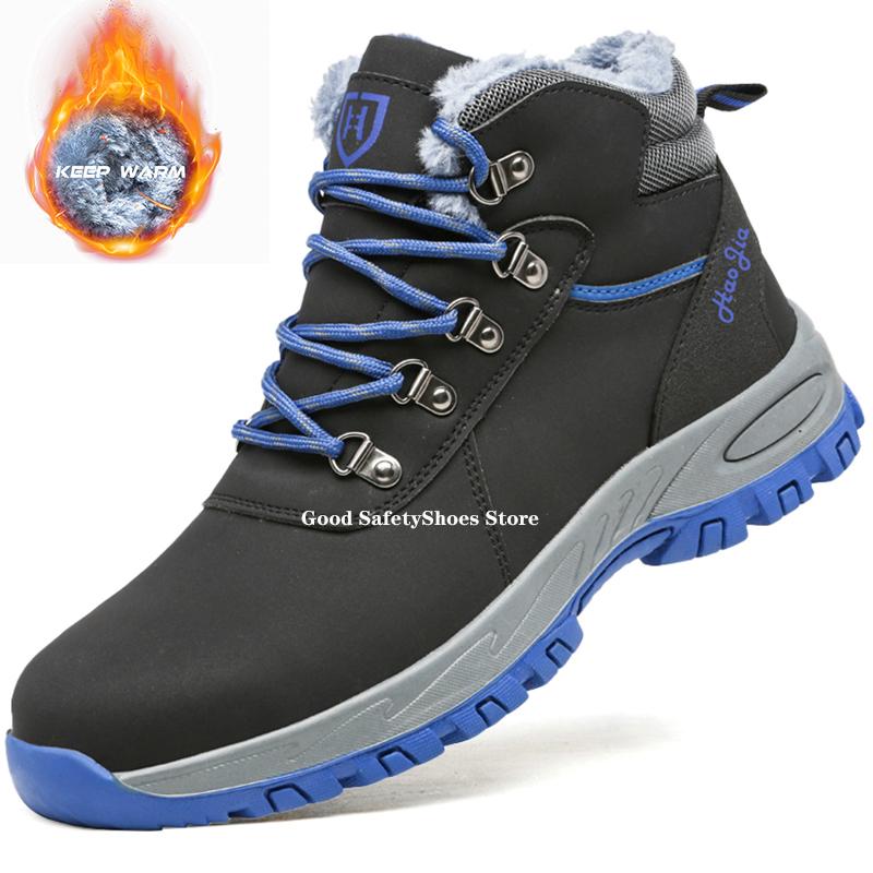 Zimní pánské pracovní boty s ocelovou špičkou, bezpečnostní boty, protiskluzové, odolné proti propíchnutí, pánské pracovní boty, bezpečnostní obuv, nezničitelné pracovní tenisky