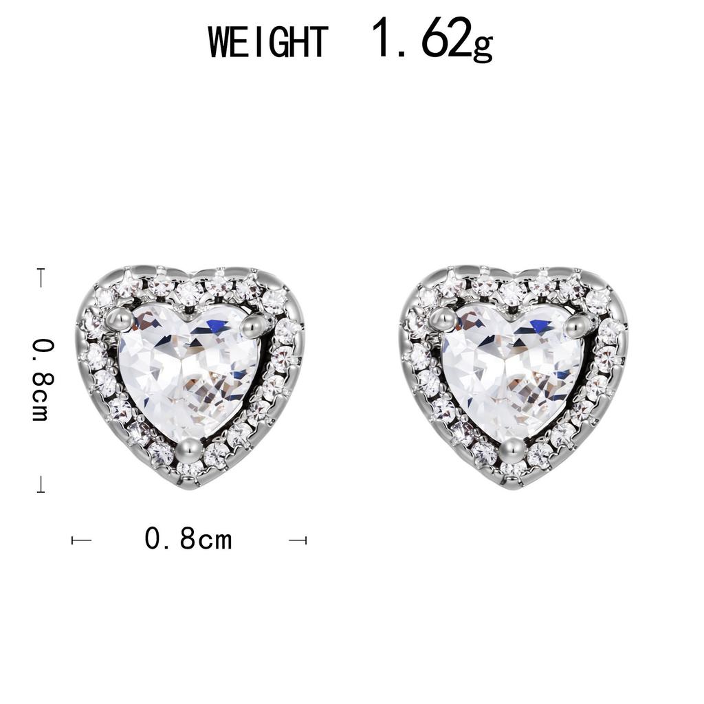 High-End S925 Sterling Silver Needle Earrings Slightly Inlaid With Zircon Fashion Love Stud Earrings, Small Fresh Women'S Earrings.