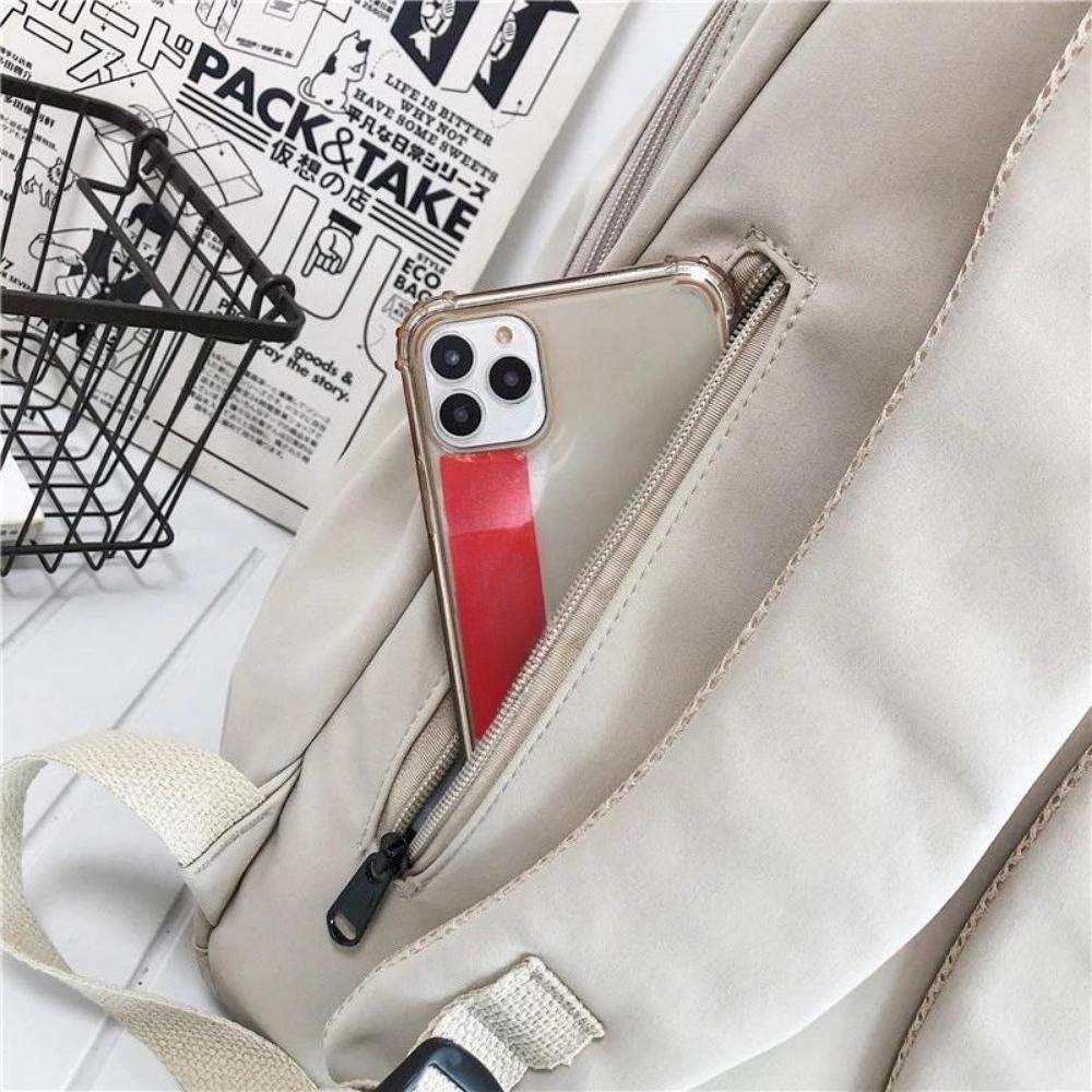 Women's Backpack Solid Color Female Multi-pocket Casual Man Travel Bag High Quality Schoolbag for Teenage Girl Book Knapsack