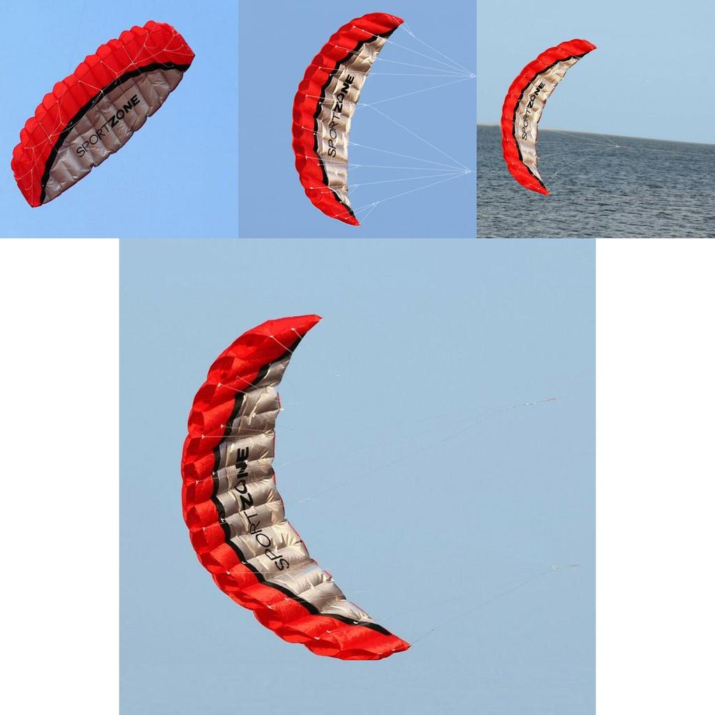 2,5 m Doppelleiner Parafoil Fallschirm Stunt Sport Strand Outdoor Spielzeug Roter Drachen mit hochwertigem kariertem Stoff**