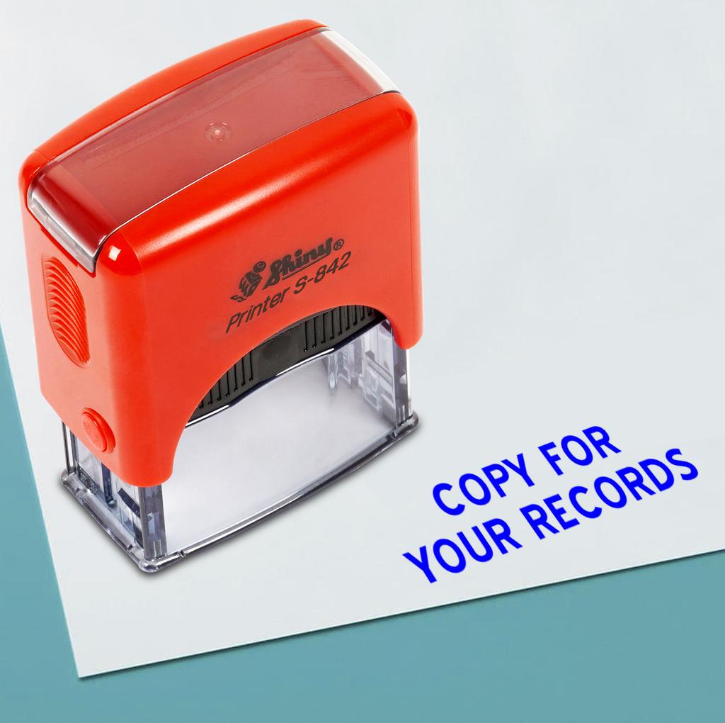 Printtoo Copy For Your Records Self Inking Rubber Stamp Pre,Inked Office Stamp, Home Office Business Stationery, 38 x 14 mm,