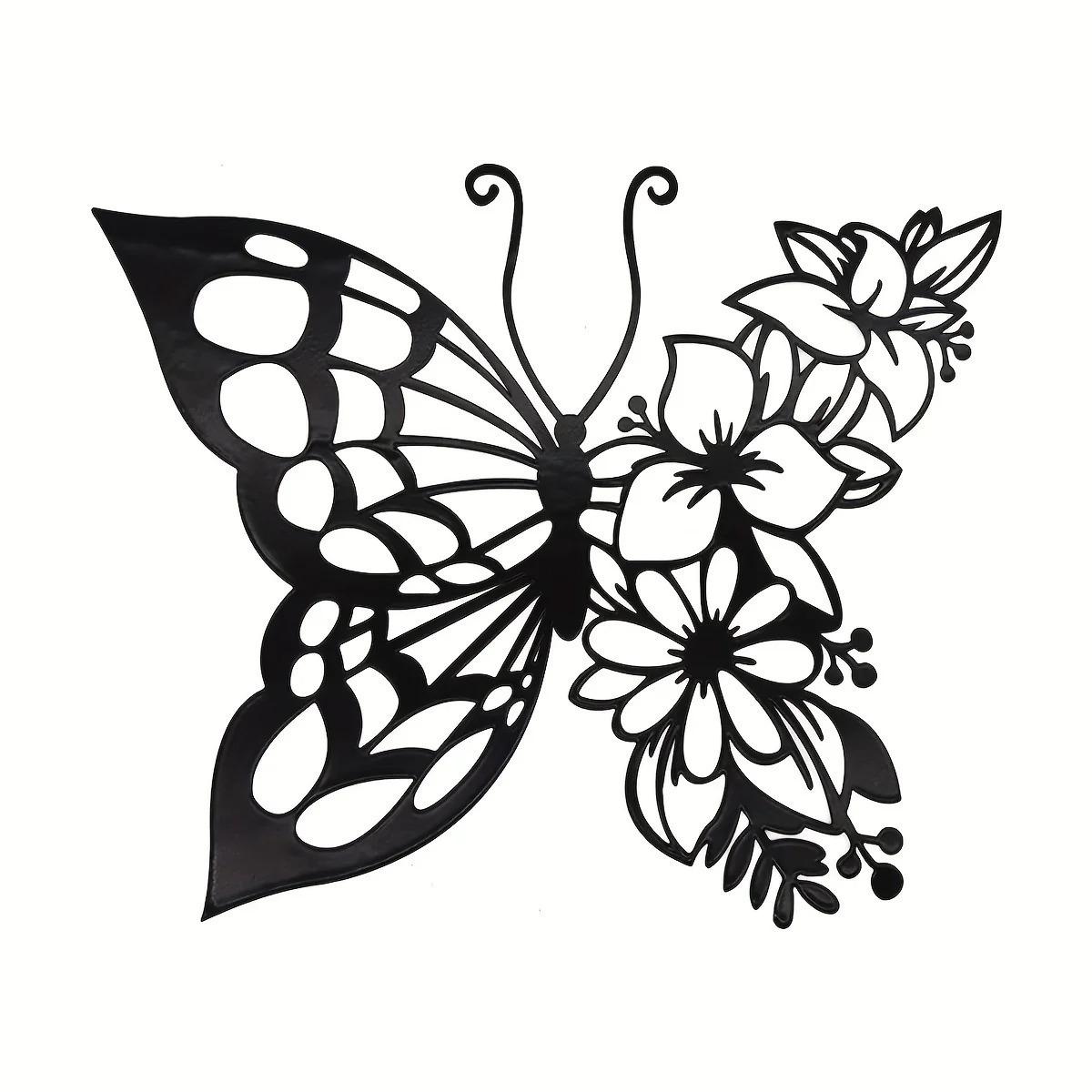 

Metal Butterfly Silhouette Wall Art 24x30 cm чорний