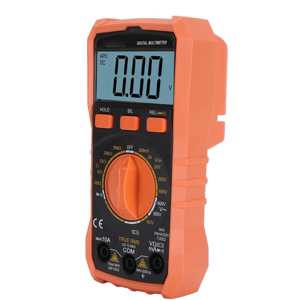 Digital Multimeter NCV Voltage Detection 200uF Capacitance Measurement LCD Backlit Display Multi Tester with Flashlight