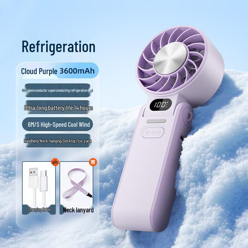 Portable Foldable Neck Fan with Digital Display & Stepless Speed