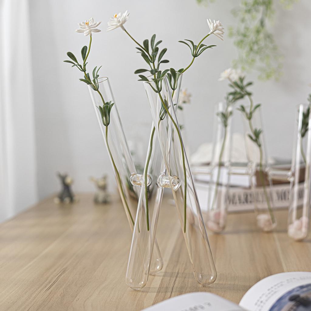 Modern 3/4 Glass Test Tube Flower Vases Plant Terrarium for DIY Florals Displays Living Room or Dining Area Desk Decors