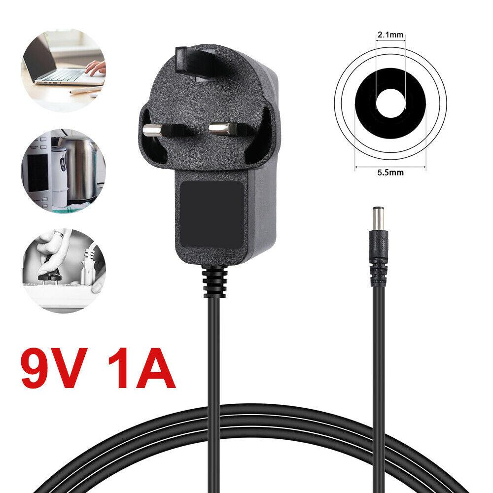 

1pcs AC/DC 9V UK Plug Power Supply Adapter Plug Converter Charge Universal 9V1A 5.5x2.1mm
