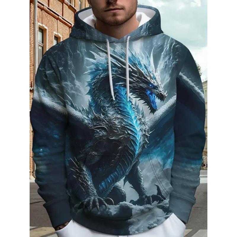 Men's Autumn and Winter 3D Printed Hooded Fashion Versatile Trend Breathable Casual Hoodies & Sweatshirts (men’s)