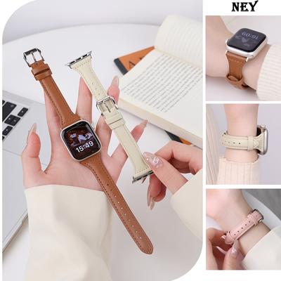 Watchband Slim Leather Strap for Apple Watch Band 44mm 40mm 49mm 41mm/45mm 38/42 Wristband Bracelet iWatch Series Ultra 2 7 8 9 SE 6 5 4 3