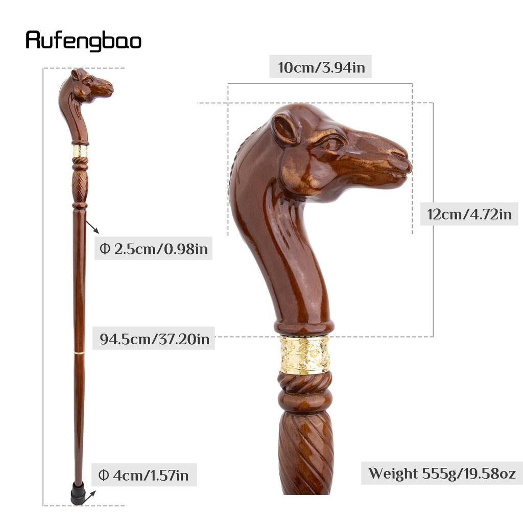 Camel Brown Wooden Fashion Walking Stick Decorative Vampire Cospaly Party Wood Walking Cane Halloween Mace Wand Crosier 94cm