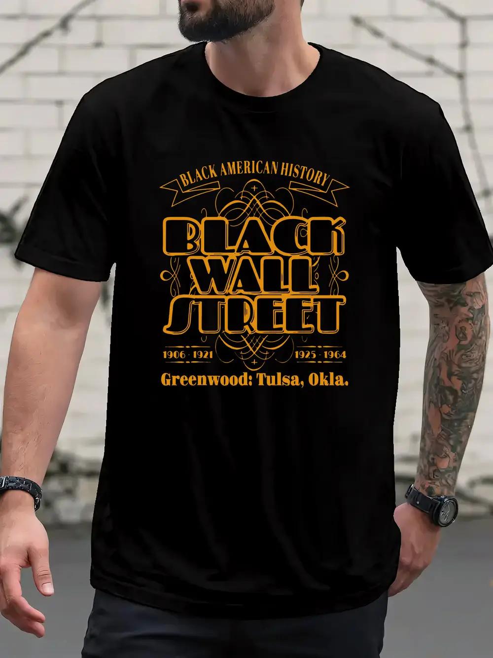 

Black Wall Street History Print T-shirt - Casual Crew Neck L