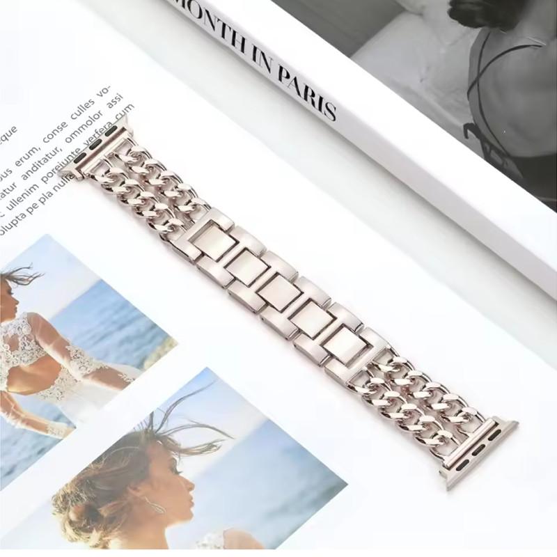 Edelstahlarmband für Apple Watch Ultra 2 49mm 46mm 45 44 42mm für Iwatch 10 9 8 7 6 5 4 3 2 1 41mm 40mm 38mm Luxus Metall