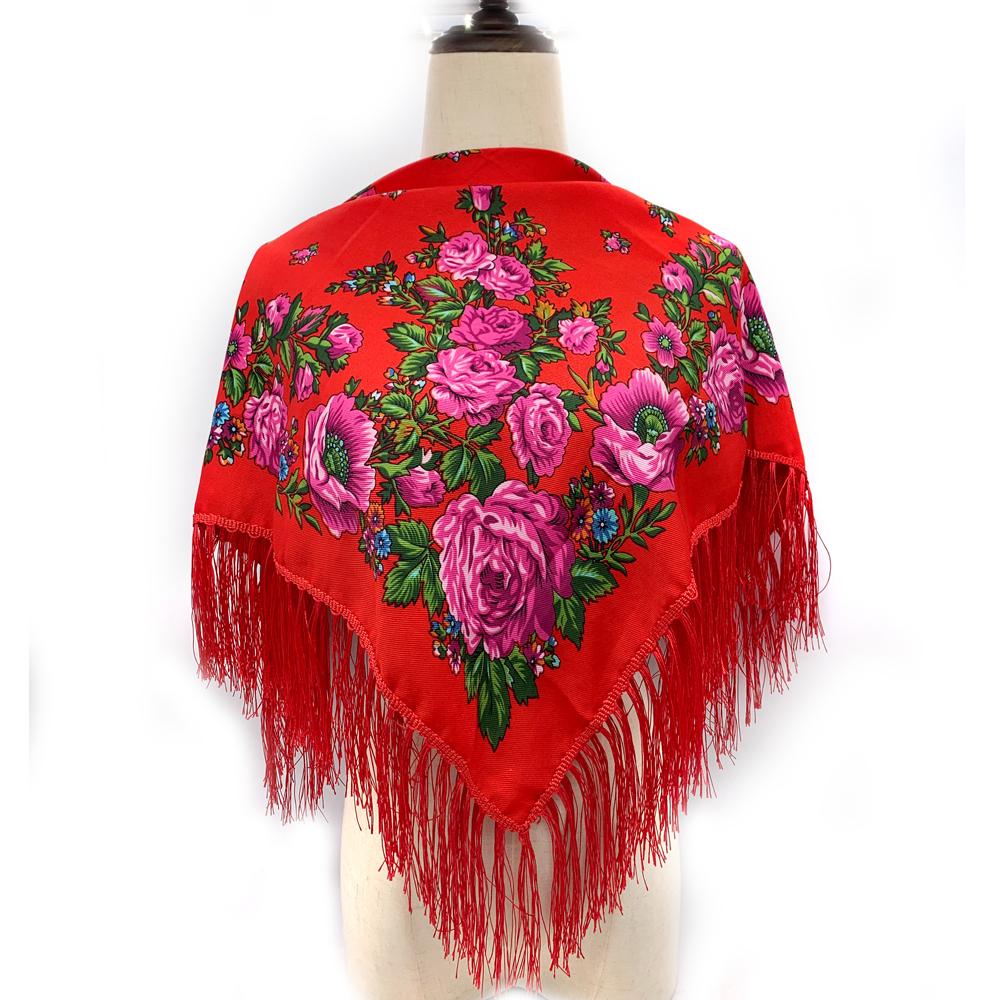 Luxury Floral Print Russian Square Scarf