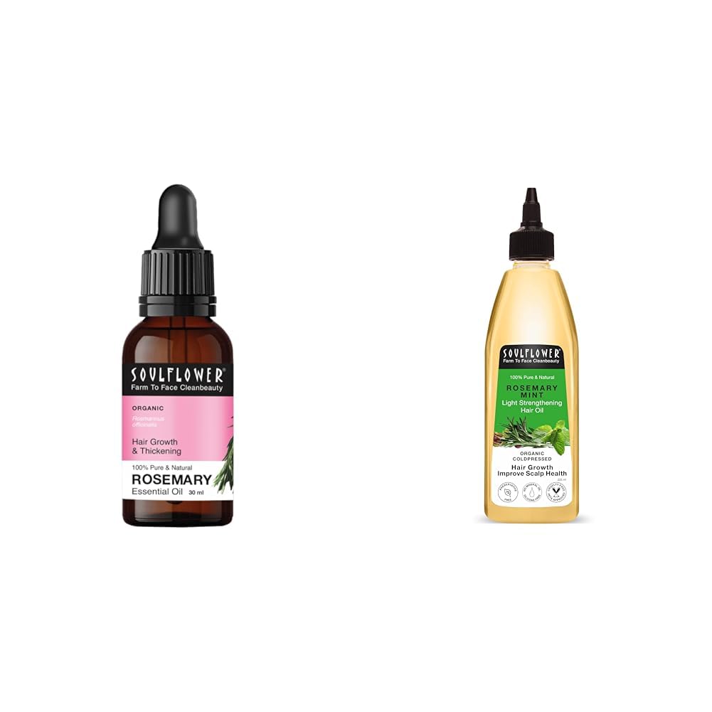 Soulflower Rosemary Essential Oil for Hair Growth Rosemary Mint Hair Oil