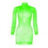 Dame Sexy Mesh Fishnet Mini Kjole One Piece kjoler Bodysuit Undertøy Dame Se Through Backless Hollow Out Dress Undertøy Sexy Kostymer Plus Size