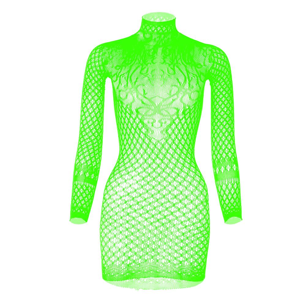 Dame Sexy Mesh Fishnet Mini Kjole One Piece kjoler Bodysuit Undertøy Dame Se Through Backless Hollow Out Dress Undertøy Sexy Kostymer Plus Size