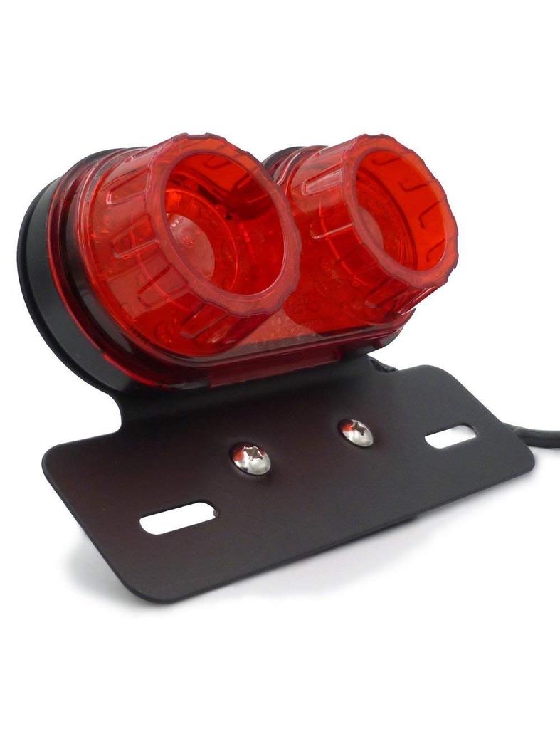 Karun Motorcycle Universal Tail Light Smoke Lens Tail Lamp LED License Plate Light Turn Signal Red