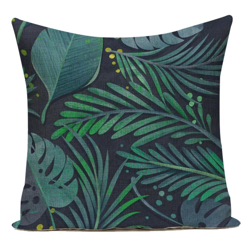 Tropical Green Plant Leaf Cactus Palm Polyester Pillow Case Sofa Home Decoration Cushion Cover Pillowcase for Living Room
