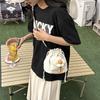 Popular Drawstring Bag Women 2025 New Trendy Fresh Canvas Shoulder Bag Cute Cute Girl Flower Crossbody Bucket Bag