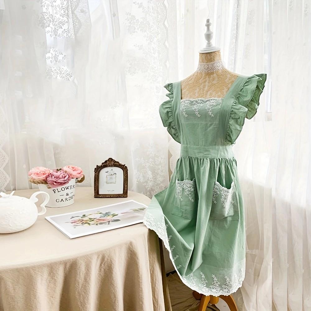 1PCS Pure Cotton Apron for Home Use Floral Design Japanese Style Gardening Coverall Princess Women Full Body Floral Shop Summer