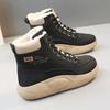Winter 2025 New Women's Cotton Boots, Women's Plush Warm and Fashionable Student Ankle Boots, Thick Soled Lace Up Height Boots