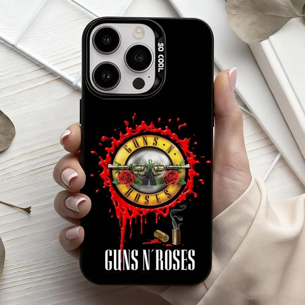 Band G-Guns-S N R-Roses Phone Case For iPhone17,16,15,14,13,12,11 Plus,Pro Max Candy Silver Plated Inside Cover