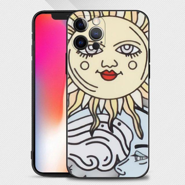 

Забавный чехол для телефона с изображением солнца и луны для Iphone 14 13 12 11 Pro Max Xs Max Xr X 7 8 Plus 12 Mini 6s, силиконовый чехол черного цвета For iPhone 14Pro Max