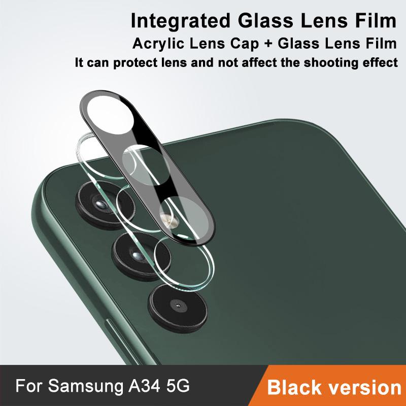 

IMAK For Samsung Galaxy A34 5G Tempered Glass Lens Film+Acrylic Lens Cap HD Clear Anti-scratch Camera Lens Protector (Black Version) Type A