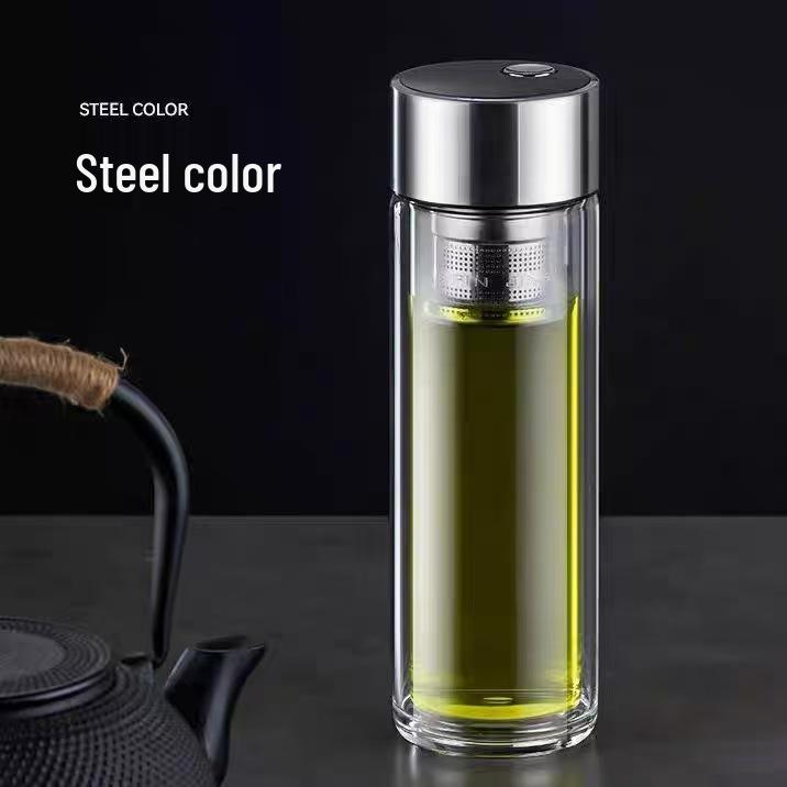 Magnetic Tea Infuser Cup: High-Temperature Resistant Glass, Portable, Office-Ready, Tea & Water Separation Design