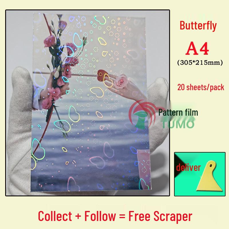 Glossy A4 Cold Lamination Film, Self-Adhesive for Photo and Bookmark Protection, 6-Inch Specimen Laser Leaf