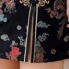 Kvinnor Sommar Cheongsam Stativ krage Dragon Phoenix Tryck Delad fåll Qipao Slim Fit Retro kinesisk stil Ovanför knälängd Bröllopsfest Cocktailklänning