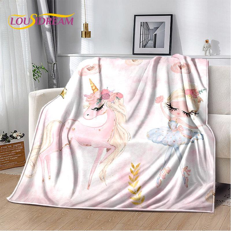 Süße Ballett-Mädchen-Ballerina-Cartoon-weiche Plüschdecke, Flanelldecke, Überwurfdecke für Wohnzimmer, Schlafzimmer, Bett, Sofa, Picknick, Kinder