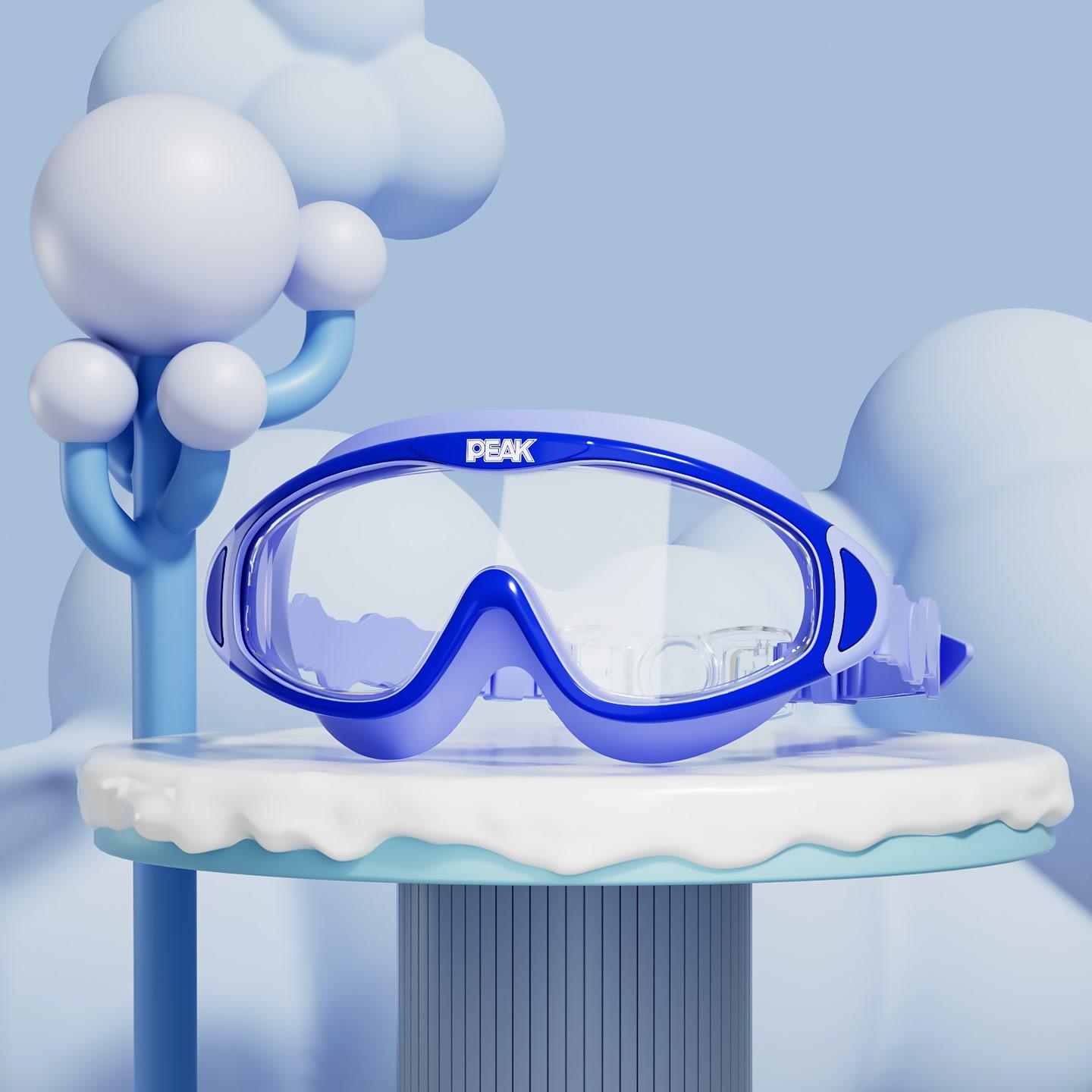 PEAK HD Waterproof Anti-Fog Swim Goggles Set with Large Frame & Clear Lenses for Adults; Includes Kids Protective Swim Goggles.