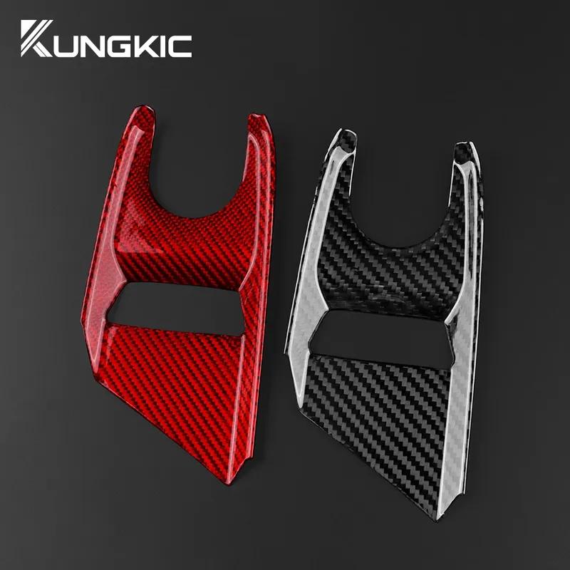 Real Dry Carbon Fiber For Chevrolet Corvette C8     Center Control Button Panel Sticker Interior Accessories