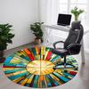1pc Stained Glass Sunburst Office Round Area Rug, Indoor Mat Suitable ForOffice, Under Office Chairs Bedroom Living Room Home Decor, Room Deco  D058