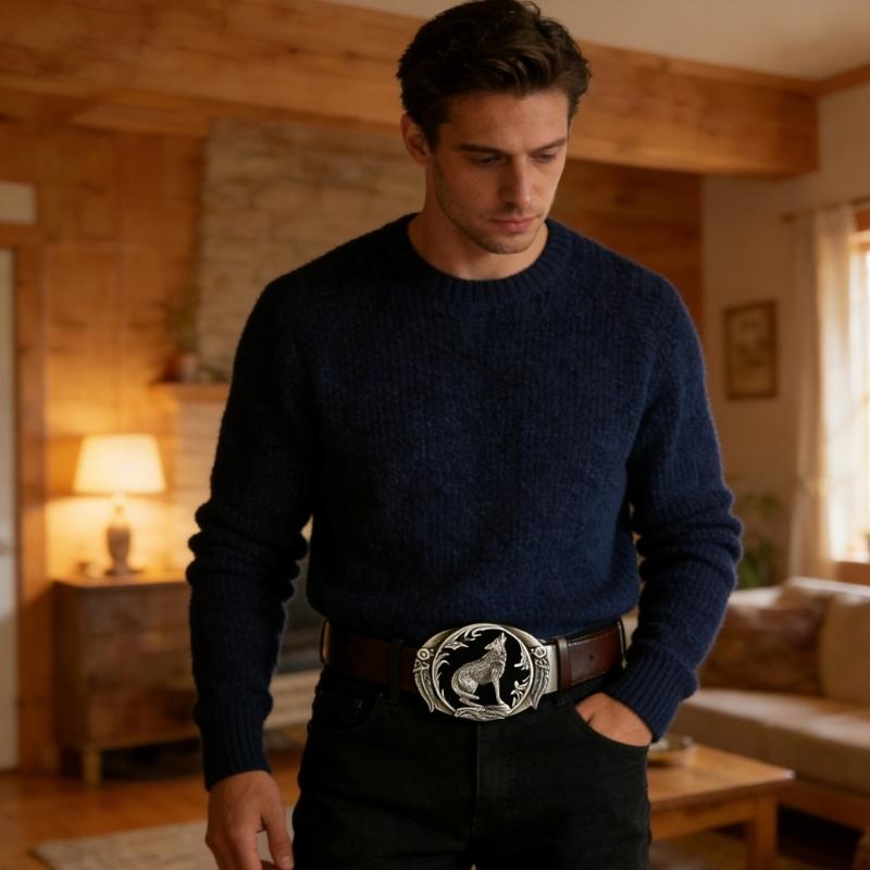 Wolf Gürtelschnalle Lederhandwerk Metall Ersatzschnalle Geschenk für Vater Lederhandwerk Streetwear Geschenk Ersatz