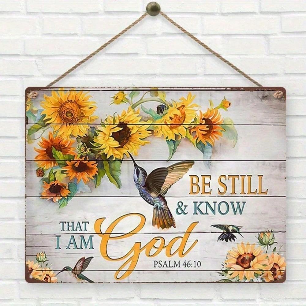 Inspirational Metal Tin Sign Religious Wall Decor Psalm Quote Art