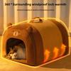 Enclosed Thermostat Heated Cat House Winter Warm Kitty Shelter Electric Heating Pet Pad Energy Efficient Velvet Pet Warmer