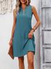 Women's Elegant V-Neck Sleeveless Pleated A-Line Dress