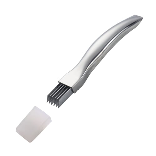 Silver Green Onion Cutter, Green Onion Slicer, Thinly Slices, Silk Knife, All Stainless Steel with Cap, Dishwasher Safe, White Onion, Vegetable, and C