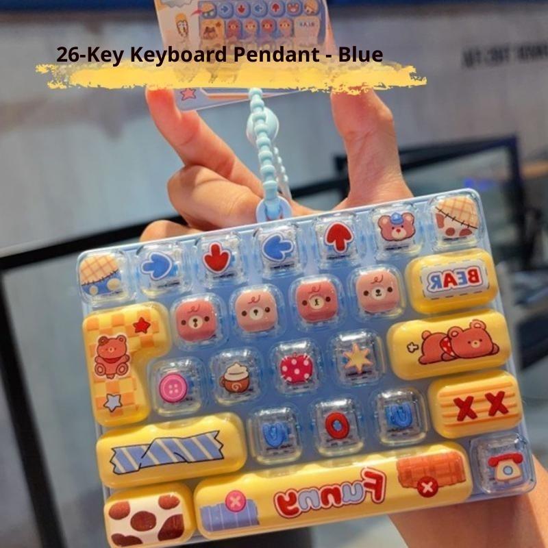 Candy Color 26 Keys Keycap Clicker Keychain Mini Stress Relief Fidget Toy Lovely Bag Pendant for Kids Birthday Gift