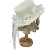 Chrysanthemum Straw Hat Bow Ribbon Sunshade Hat Lolita Girl Maid Cosplay Lace Pastoral Hat For Women Gift